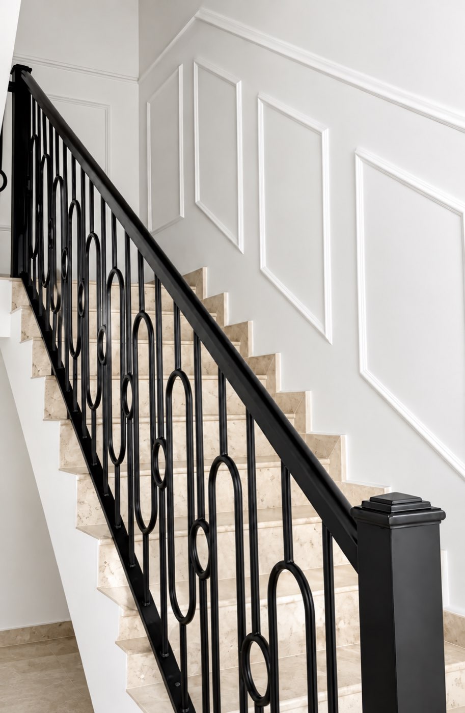 Staircase railing with timber treads fabricated in the workshop